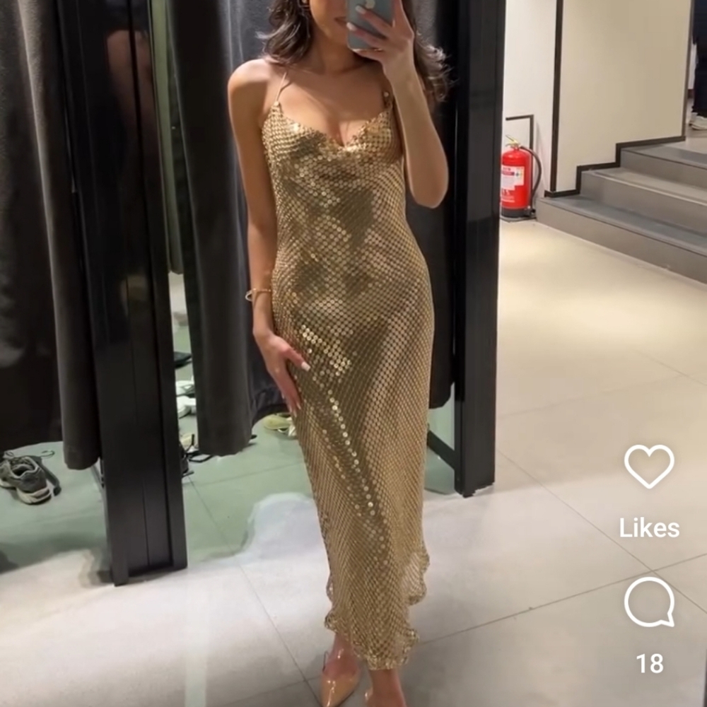 Zara gold mesh slip dress - Picture 5 of 16